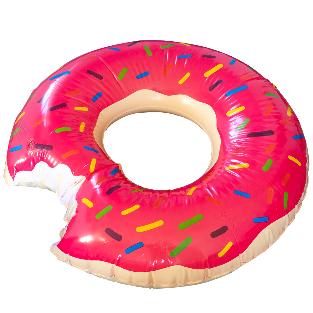 Inflatable Donut Pool Float with Pink Frosting and Multicolor Sprinkles