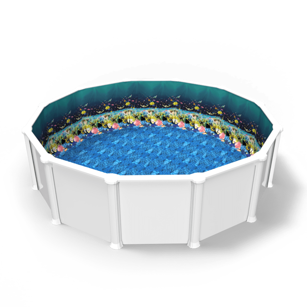 Great Barrier Reef Beaded Pool Liner in a Round Above Ground Swimming Pool