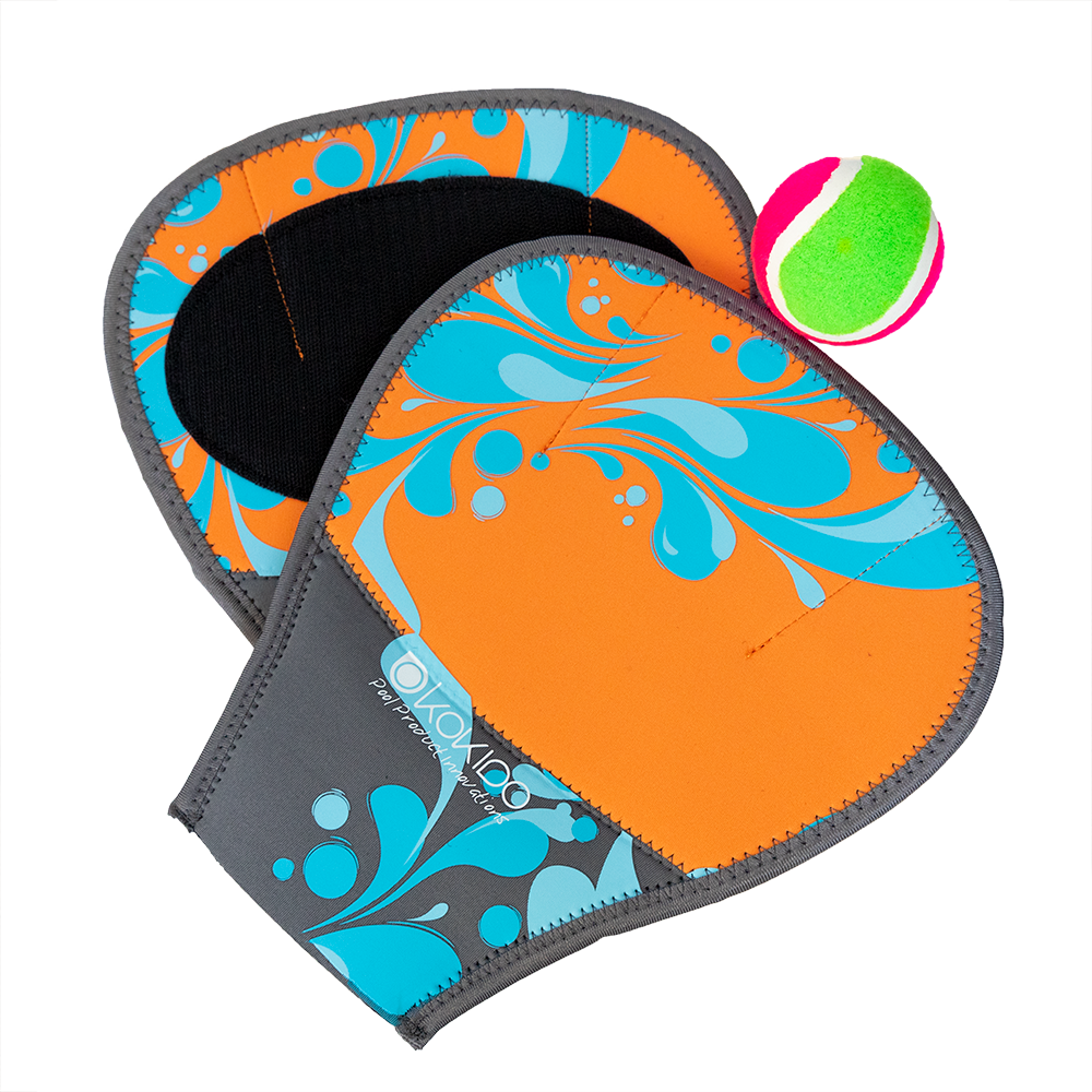 Two Neoprene Fabric Catching Gloves and a Fabric Ball